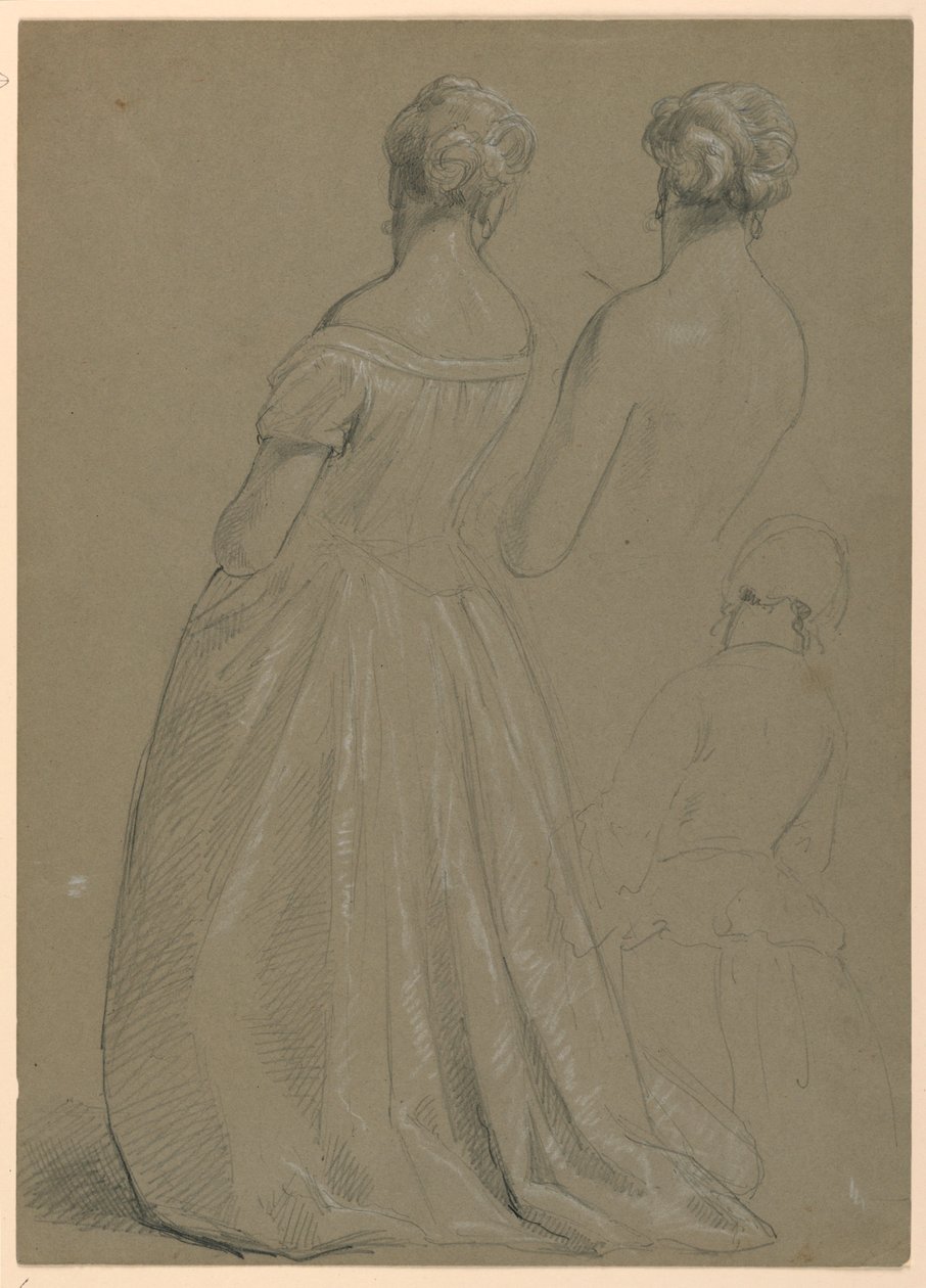 Rysunek, studium do "Przyjęcia u Marthy Washington", 1860 r. autorstwa Daniel Huntington