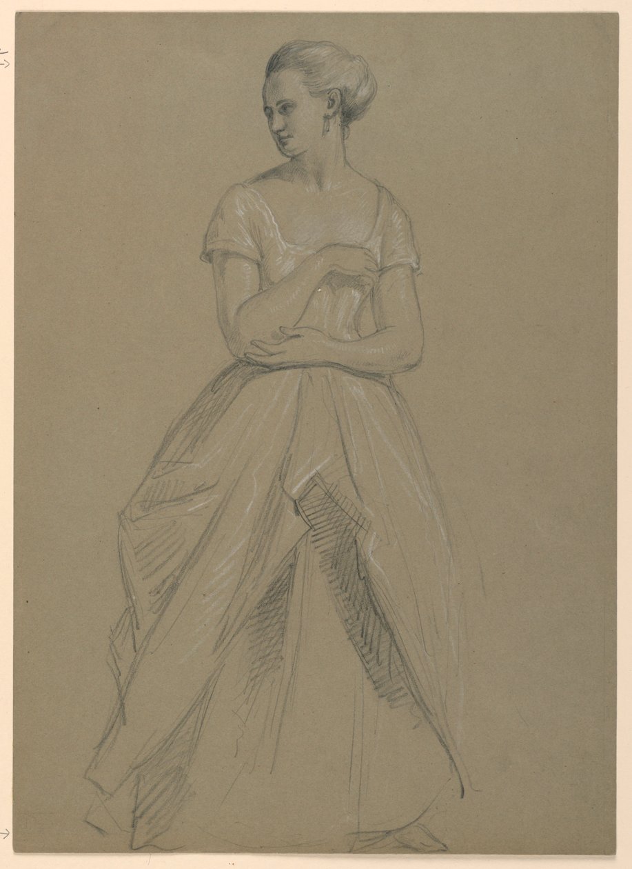 Rysunek, studium do "Przyjęcia u Marthy Washington", 1860 r. autorstwa Daniel Huntington