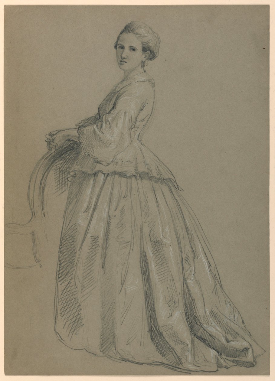 Rysunek, studium do "Przyjęcia u Marthy Washington", 1860 r. autorstwa Daniel Huntington