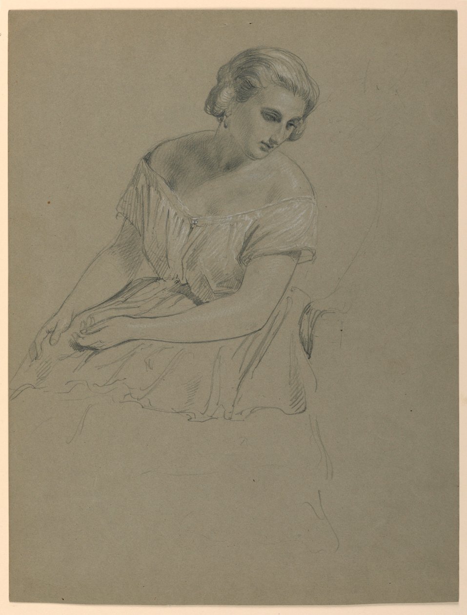 Rysunek, studium do "Przyjęcia u Marthy Washington", 1860 r. autorstwa Daniel Huntington