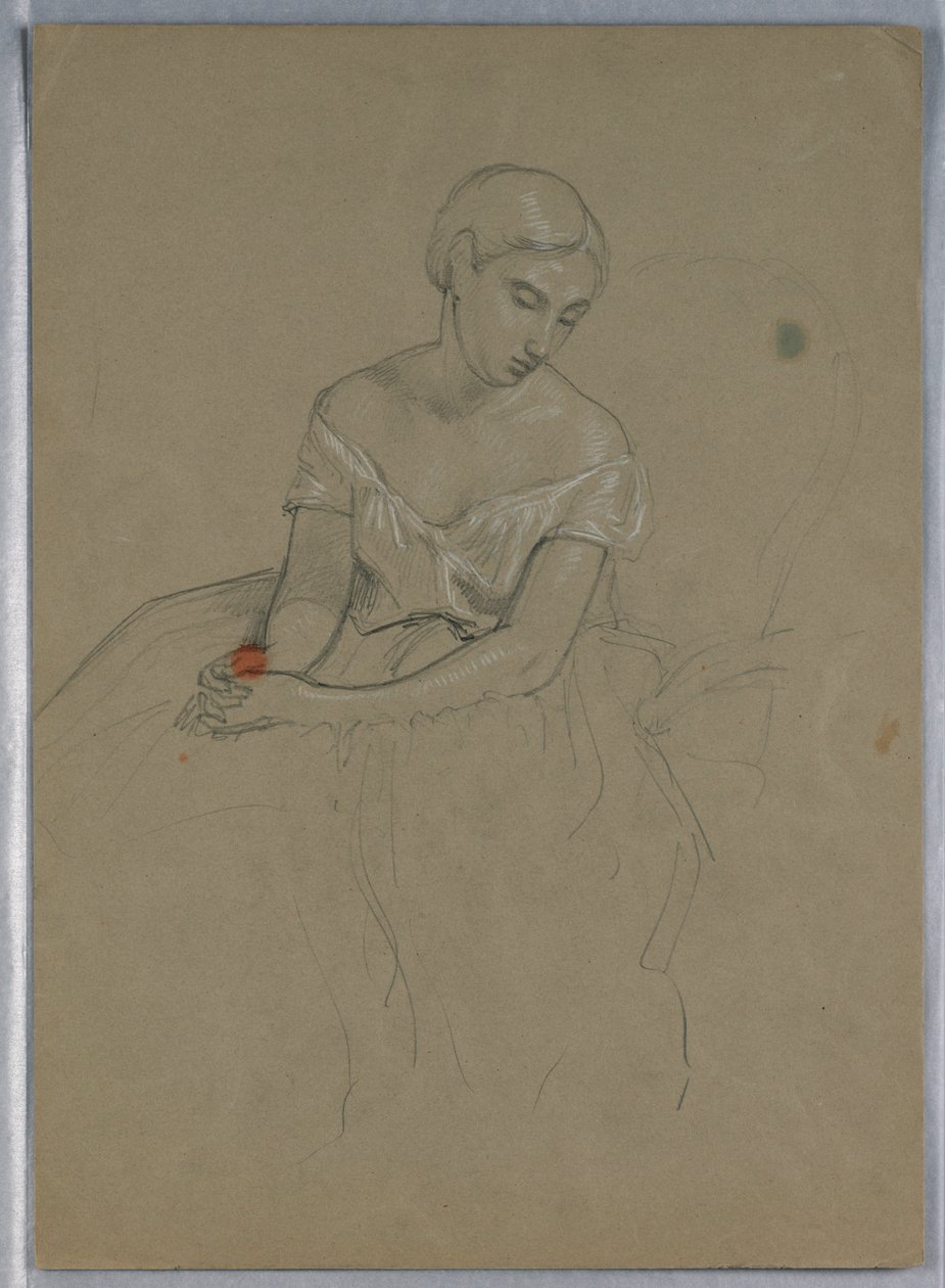 Rysunek, studium do "Przyjęcia u Marthy Washington", 1860 r. autorstwa Daniel Huntington