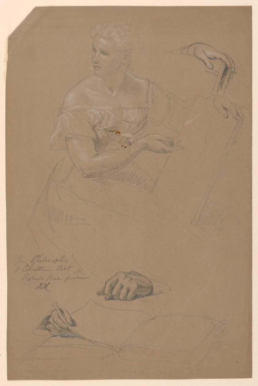 Rysunek, studium do "Filozofii sztuki chrześcijańskiej", 1868 r. autorstwa Daniel Huntington