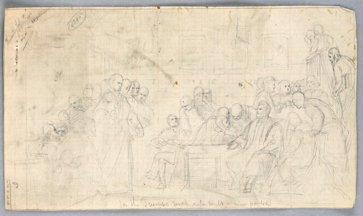 Rysunek, Studium dla "Grupy naukowej", 1858 r. autorstwa Daniel Huntington