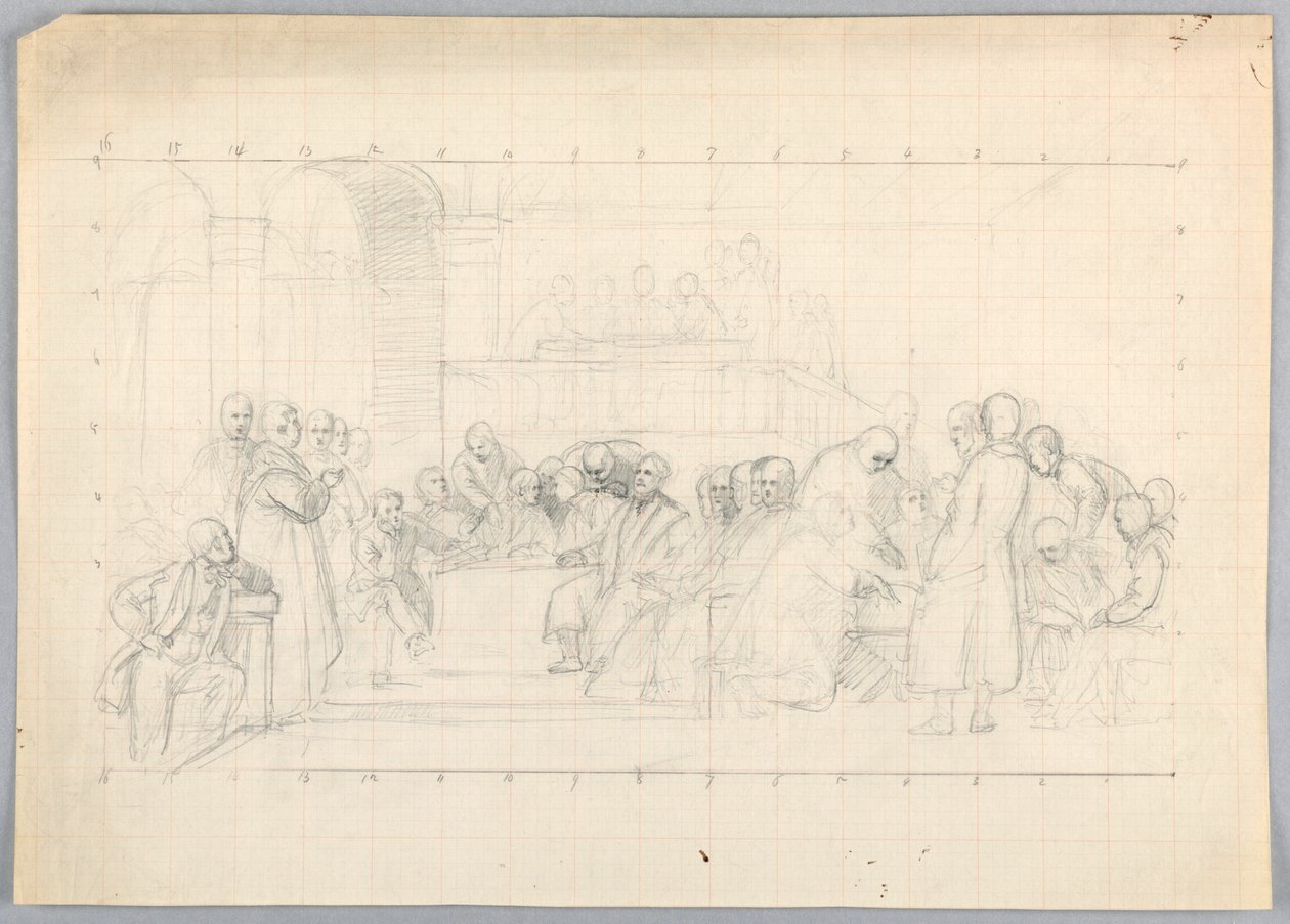 Rysunek, Studium dla "Grupy naukowej", 1858 r. autorstwa Daniel Huntington