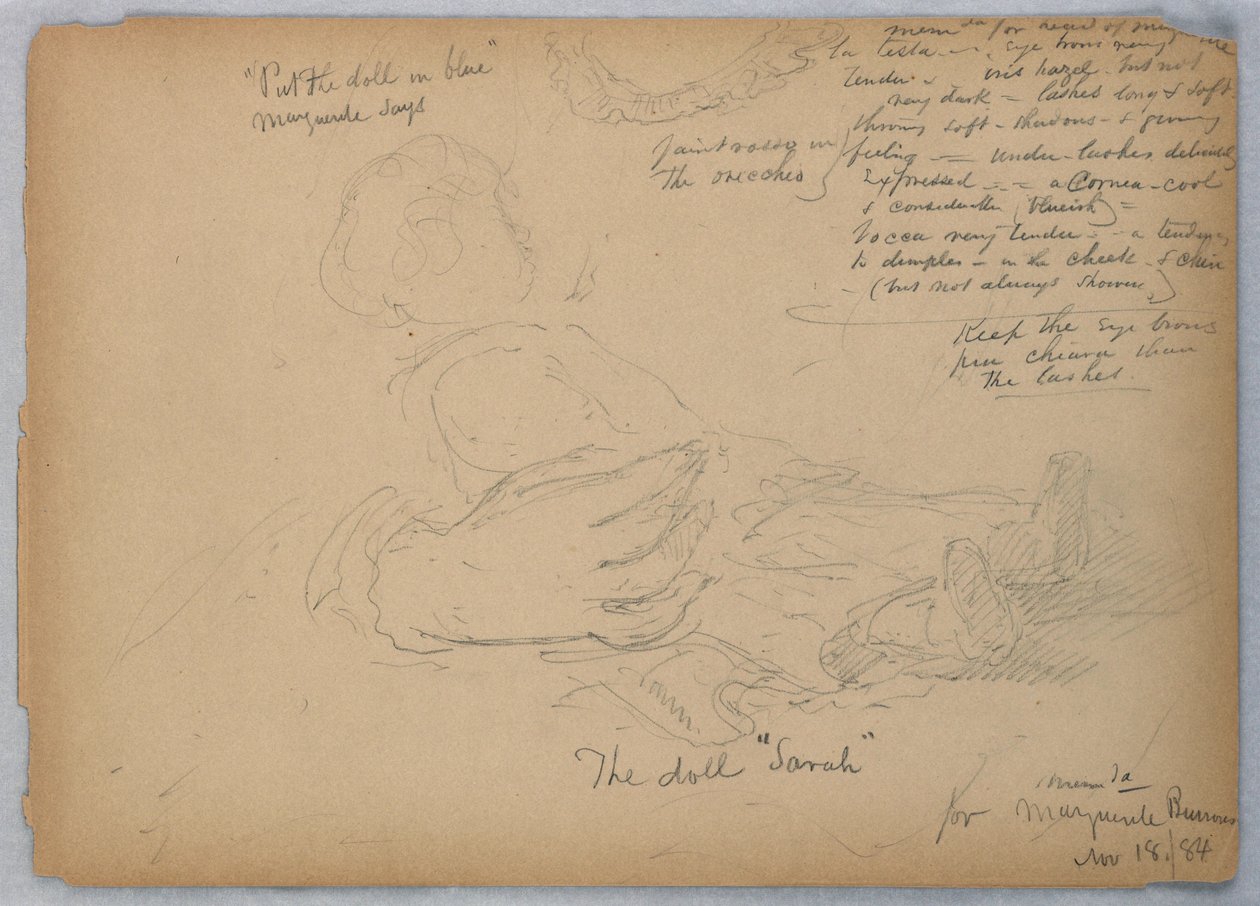 Szkice do portretu Marguerite Burrows, 18 listopada 1884 autorstwa Daniel Huntington