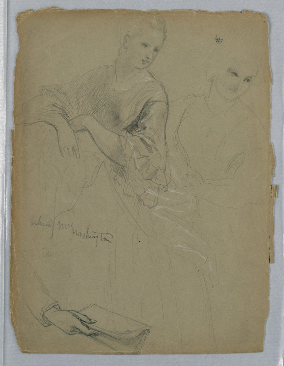 Studium stojącej kobiety dla „The Republican Court” (Dzień przyjęcia lady Washington) autorstwa Daniel Huntington