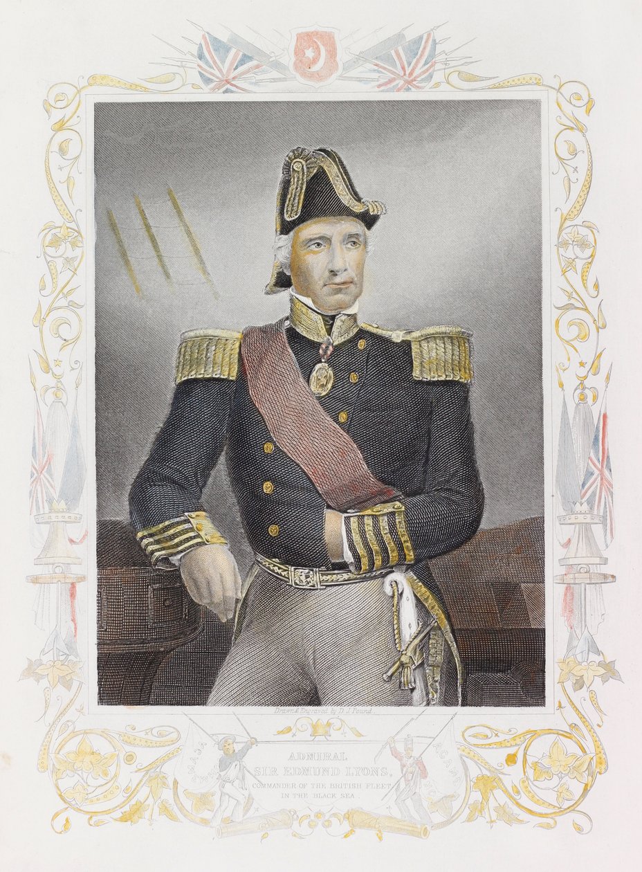 Admirał Sir Edmund Lyons (kolorowy grawerunek) autorstwa Daniel John. Pound