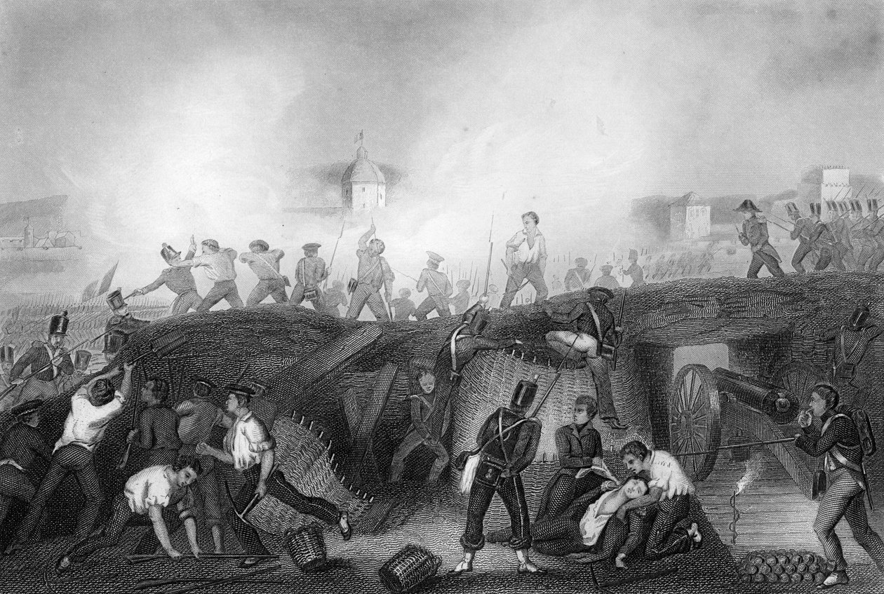 Zdobycie Ciudad Rodrigo, Hiszpania, wojna na półwyspie, 1812 c1857. autorstwa Daniel John Pound