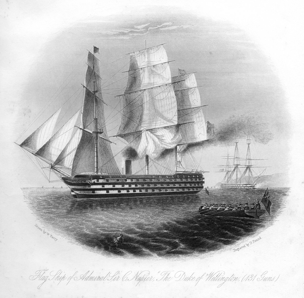 HMS Książę Wellington, 1857. autorstwa Daniel John Pound