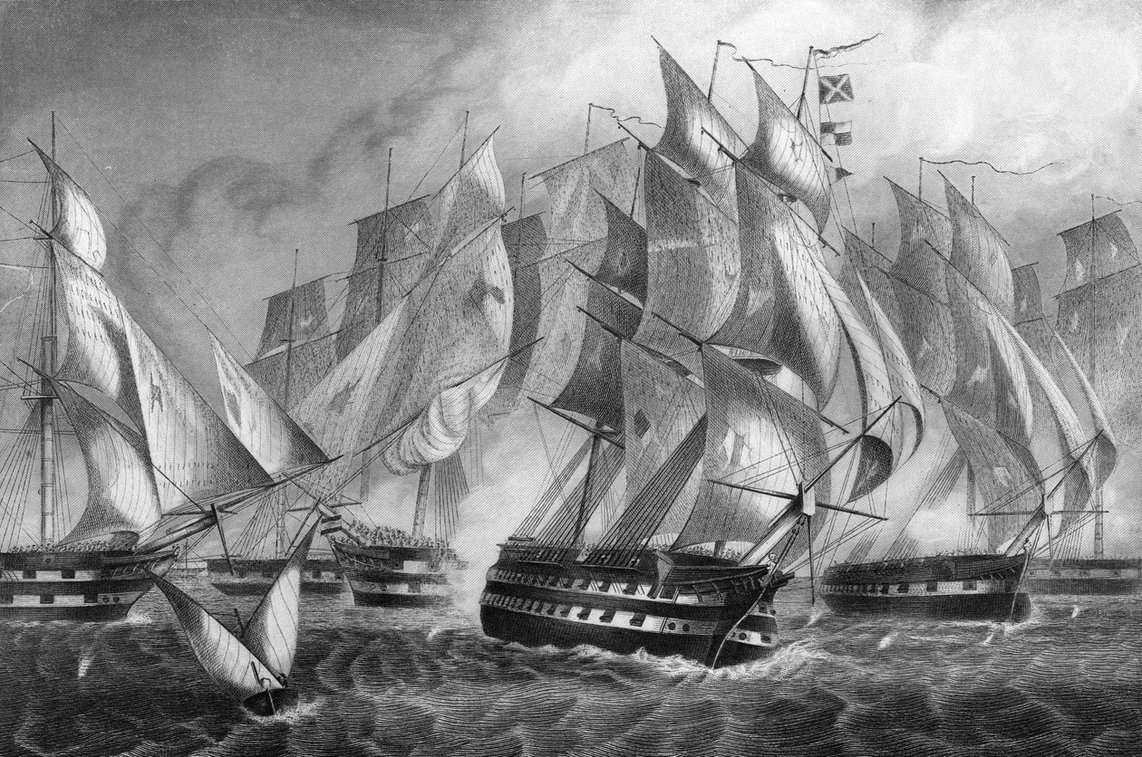 Sir Charles Napiers zwycięstwo na Cape St Vincent, 5 lipca 1833 c1857. autorstwa Daniel John Pound