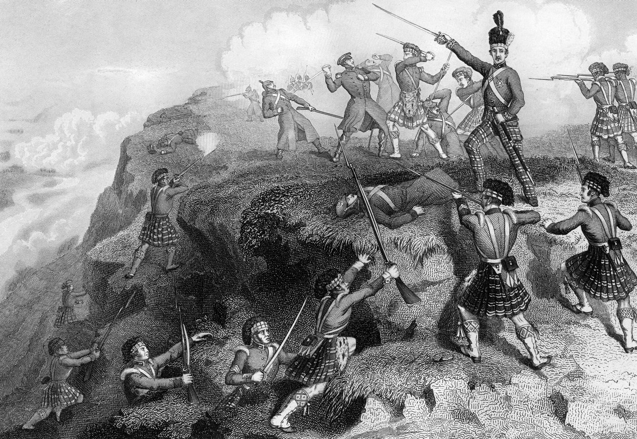 Górale atakujący redutę rosyjską, Bitwa pod Almą, 1854, 1857 autorstwa Daniel John Pound