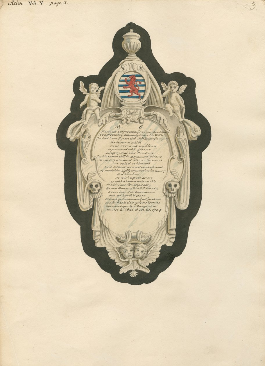 Memoriał Francisa Stratforda z Acton Church autorstwa Daniel Lysons