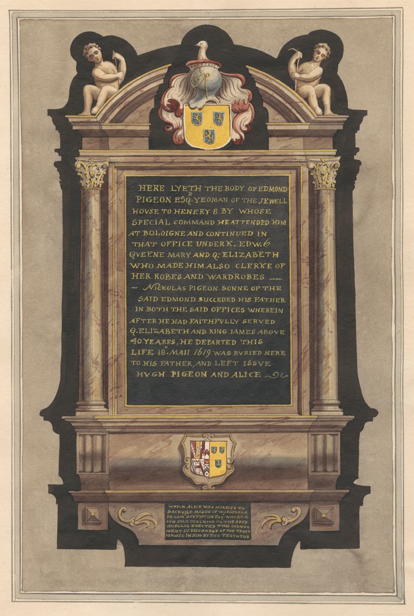 Pomnik Edmonda Pigeona i Nickolasa Pigeona z Hampton Church autorstwa Daniel Lysons