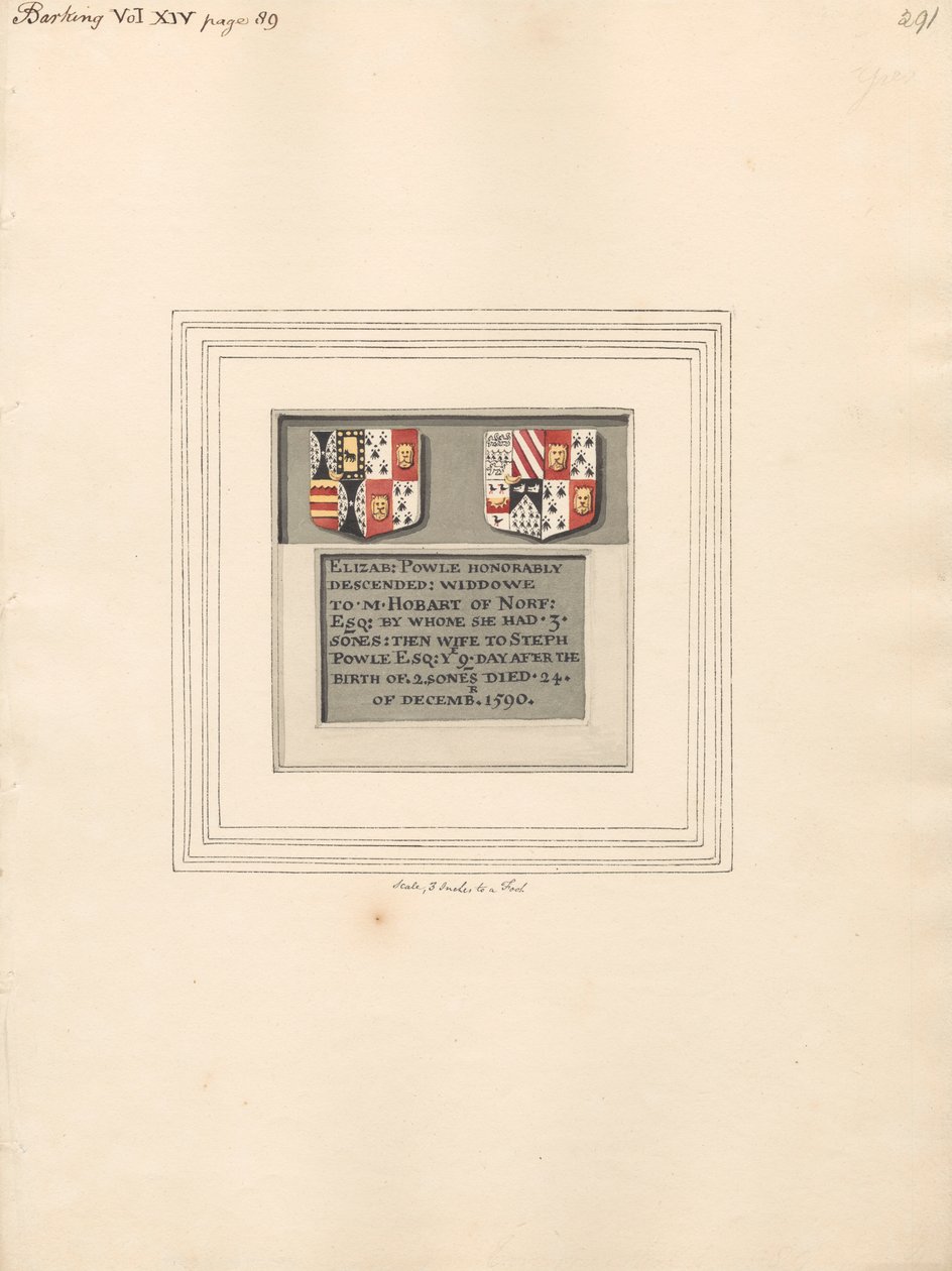 Pomnik Elizabeth Powle z Barking Church autorstwa Daniel Lysons