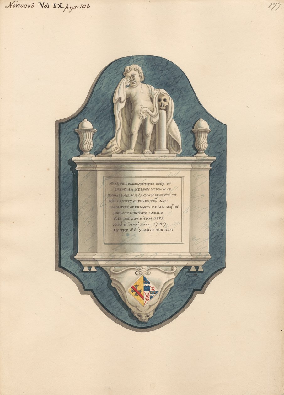 Memorial a Isabella Nelson de Norwood Churchpolish autorstwa Daniel Lysons