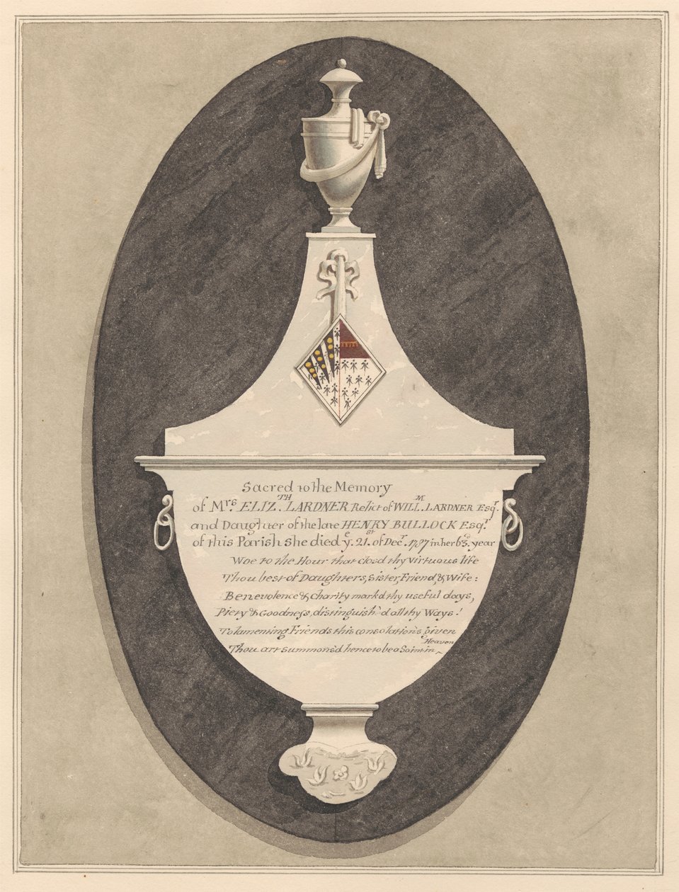Pomnik pani Elizabeth Lardner z kościoła Stanwell autorstwa Daniel Lysons