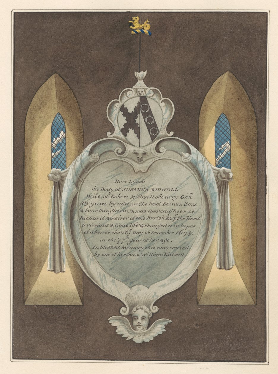 Pomnik Susannah Kidwell z Norwood Church autorstwa Daniel Lysons