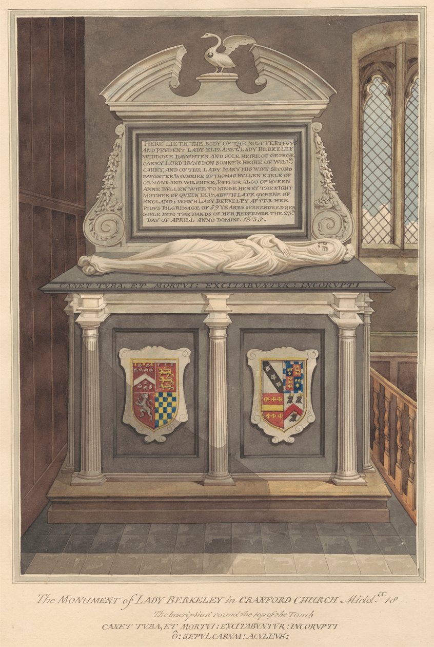 Grób Lady Elizabeth Berkeley z Cranford Church autorstwa Daniel Lysons