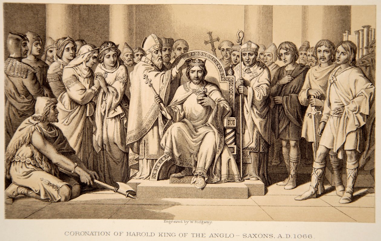 Koronacja Harolda II w 1066 r., ryty W. Ridgeway autorstwa Daniel Maclise