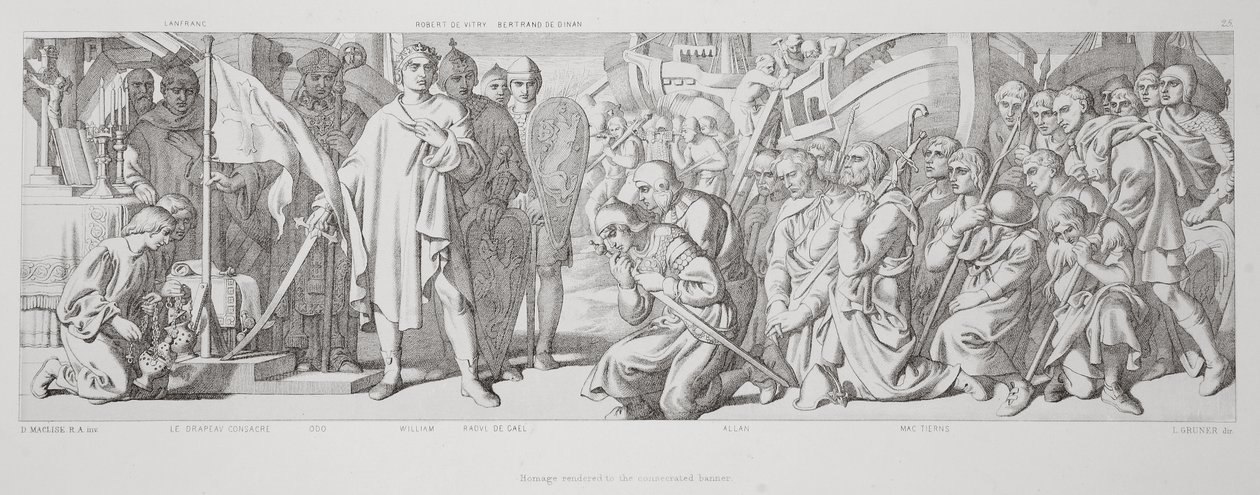 Hołd oddany konsekrowanemu sztandarowi z „Historii podboju normańskiego”, sztychowanej przez L. Grunera, 1866 autorstwa Daniel Maclise