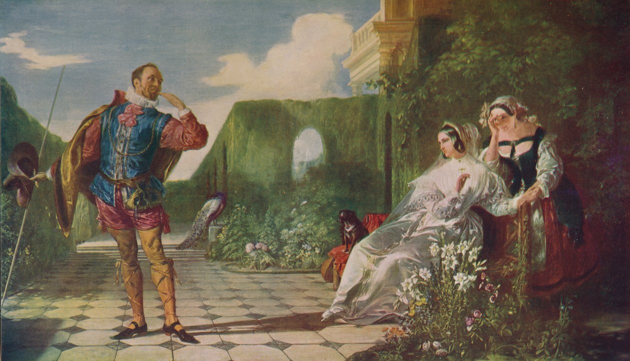 Scena z Dwunastej Nocy Malvolio i Hrabina, ok. 1840, ok. 1915 autorstwa Daniel Maclise