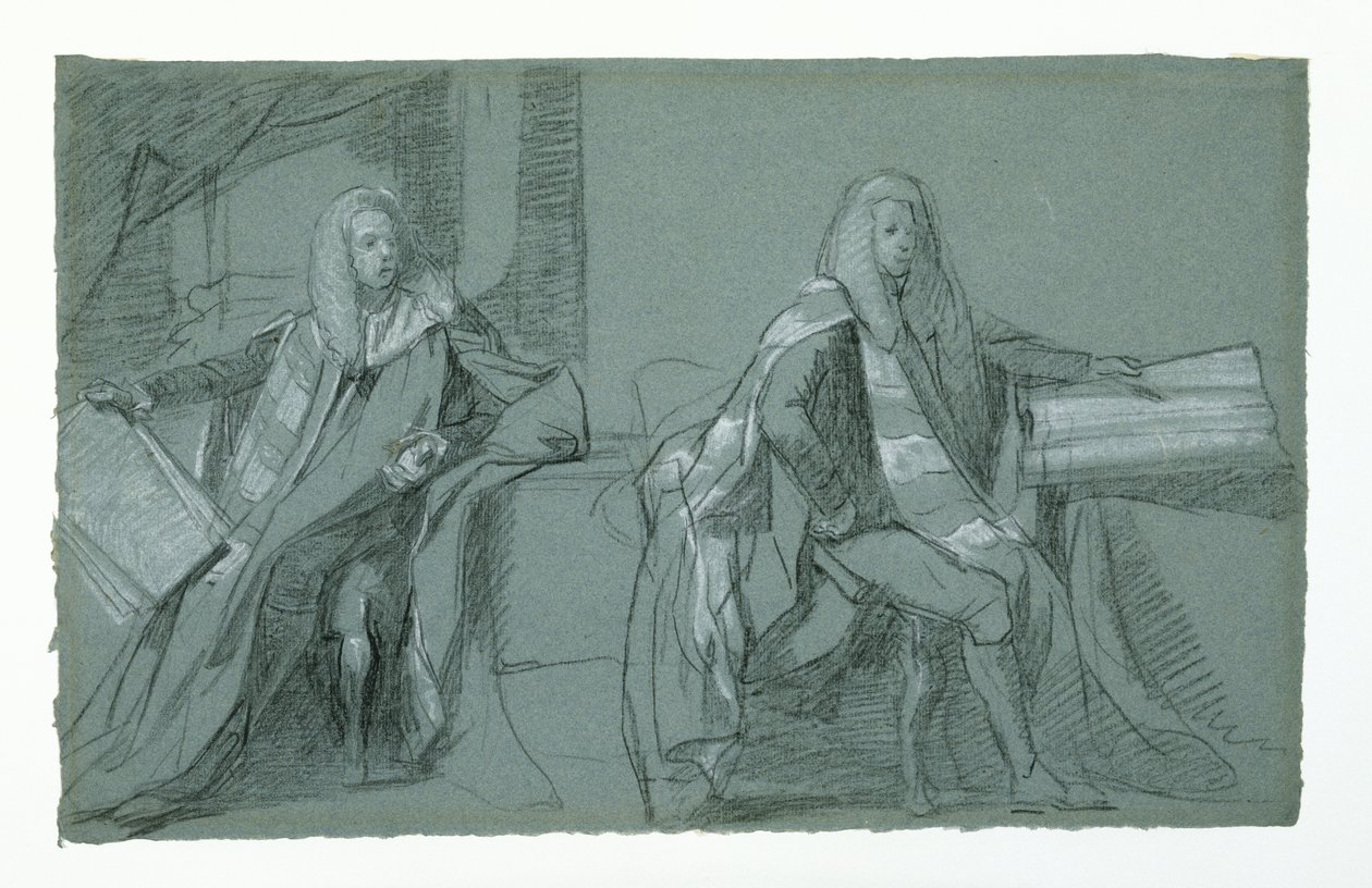 Studium dla Williama Murraya, pierwszego hrabiego Mansfield, 1782-1783 (grafit i czarno-biała kreda na niebiesko-szarym papierze) autorstwa Daniel Mytens