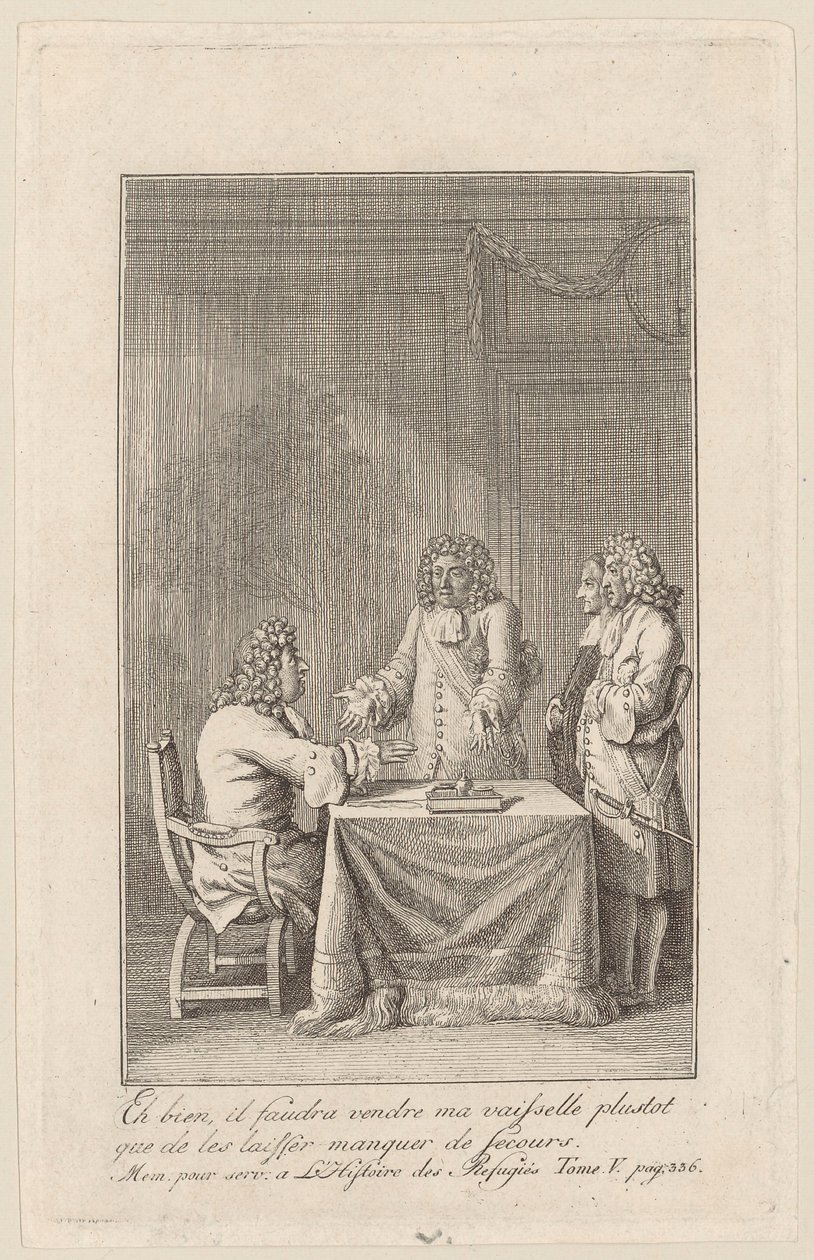 Strona z „Mémoires [...] des réfugiés”, tom piąty autorstwa Daniel Nikolaus Chodowiecki