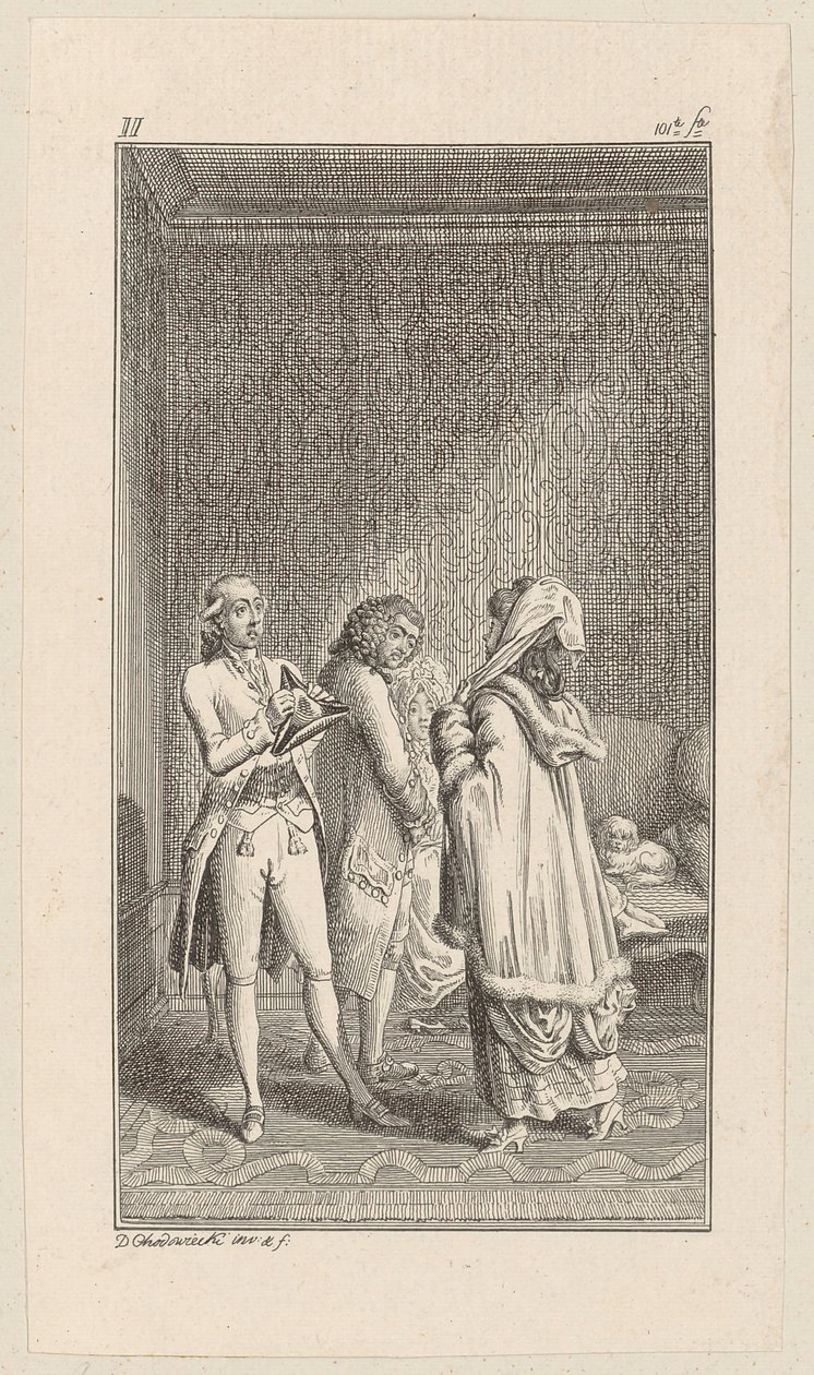 Doktor Flink przed Lady Sophister autorstwa Daniel Nikolaus Chodowiecki