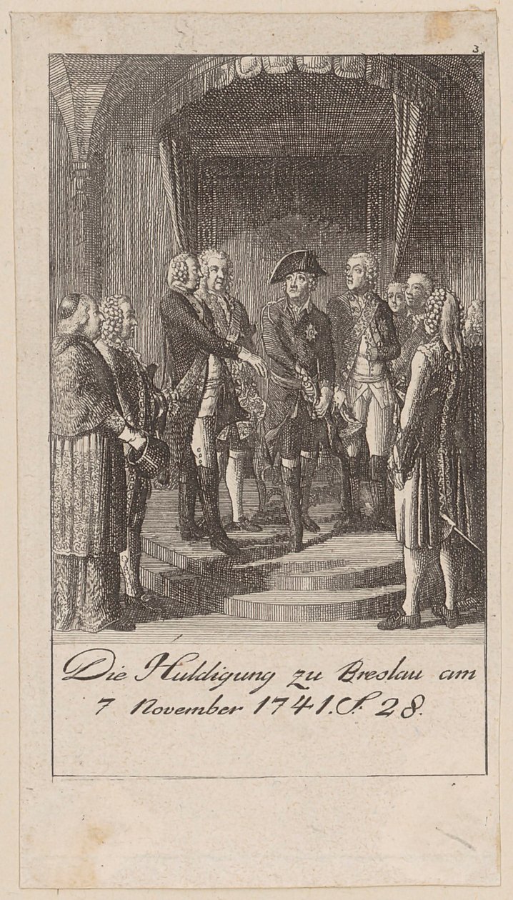 Hołd we Wrocławiu 7 listopada 1741 autorstwa Daniel Nikolaus Chodowiecki