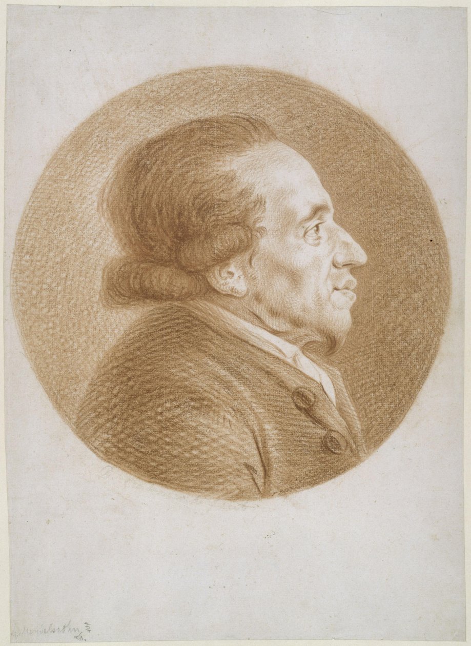 Moses Mendelssohn po prawej stronie na zdjęciu autorstwa Daniel Nikolaus Chodowiecki