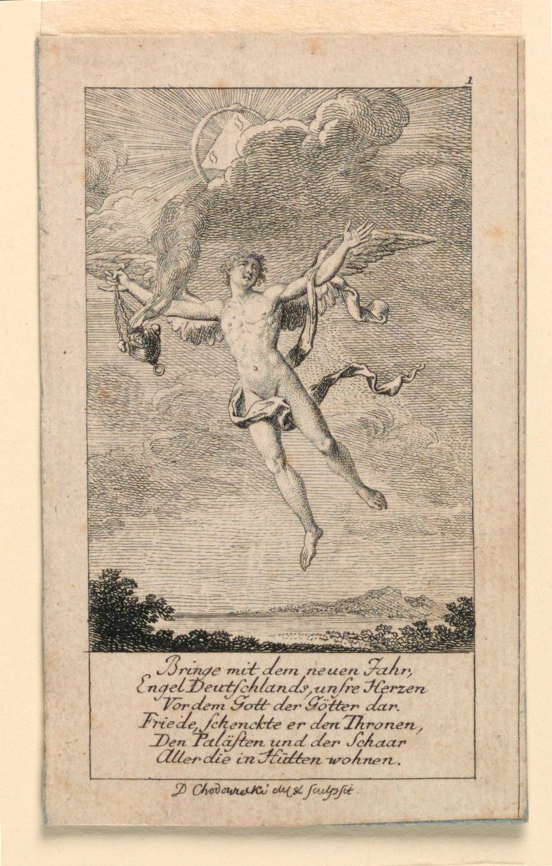 Życzenie noworoczne dla Niemiec, ilustracja do "Königl: Grosbrit [anian] kalendarz genealogiczny na rok 1780 Lauenberg autorstwa J.G. Berenberga" autorstwa Daniel Nikolaus Chodowiecki