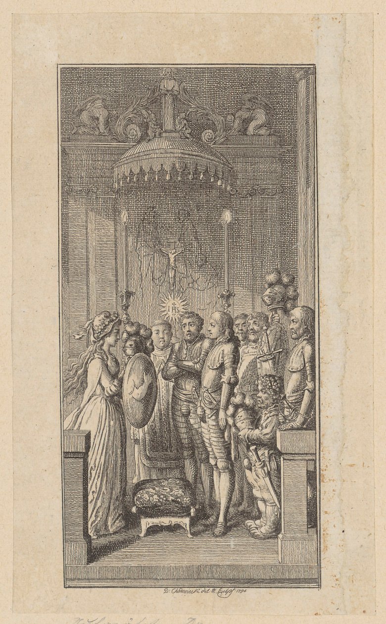 Rycina tytułowa do romansu rycerskiego „Palmerin z Oliwy” autorstwa Daniel Nikolaus Chodowiecki