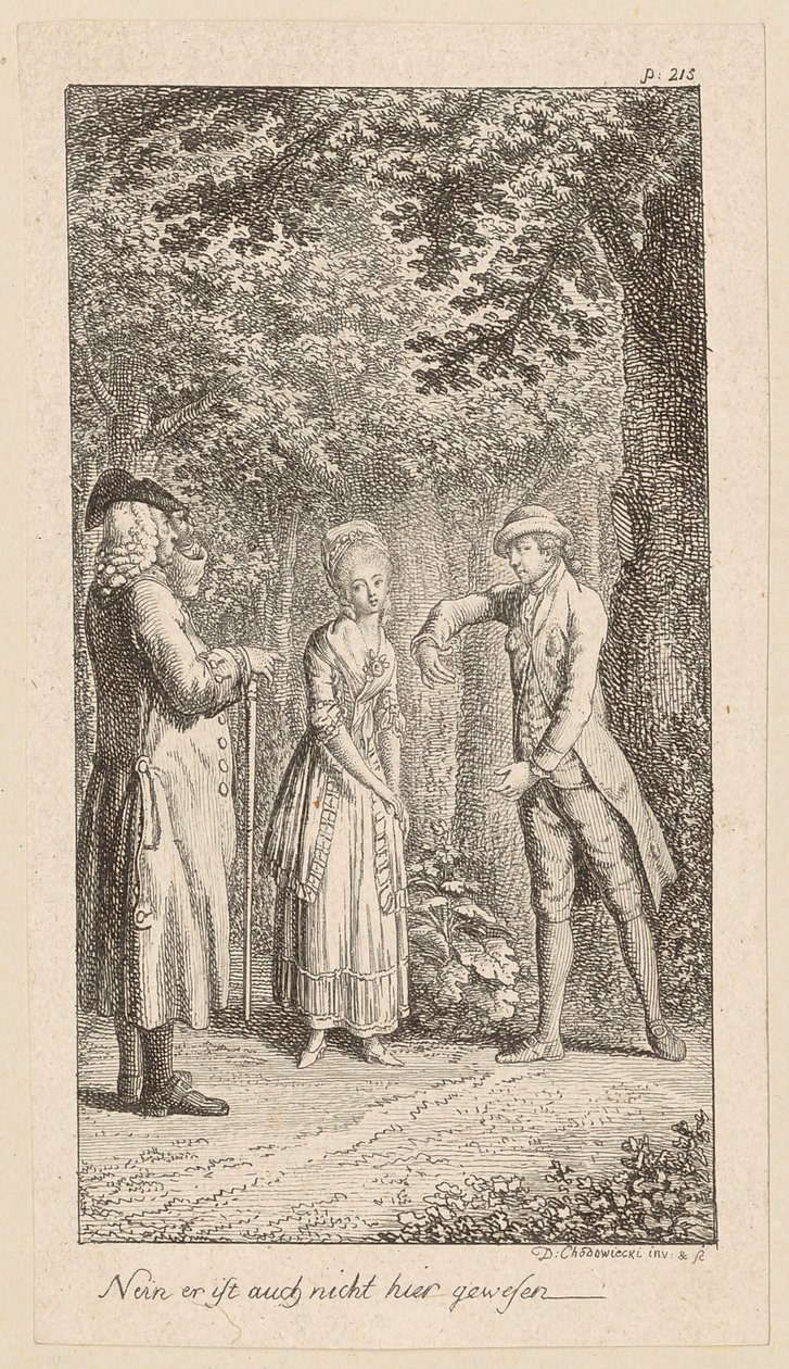 Ojciec zaskakuje go z Minchen w lasku autorstwa Daniel Nikolaus Chodowiecki