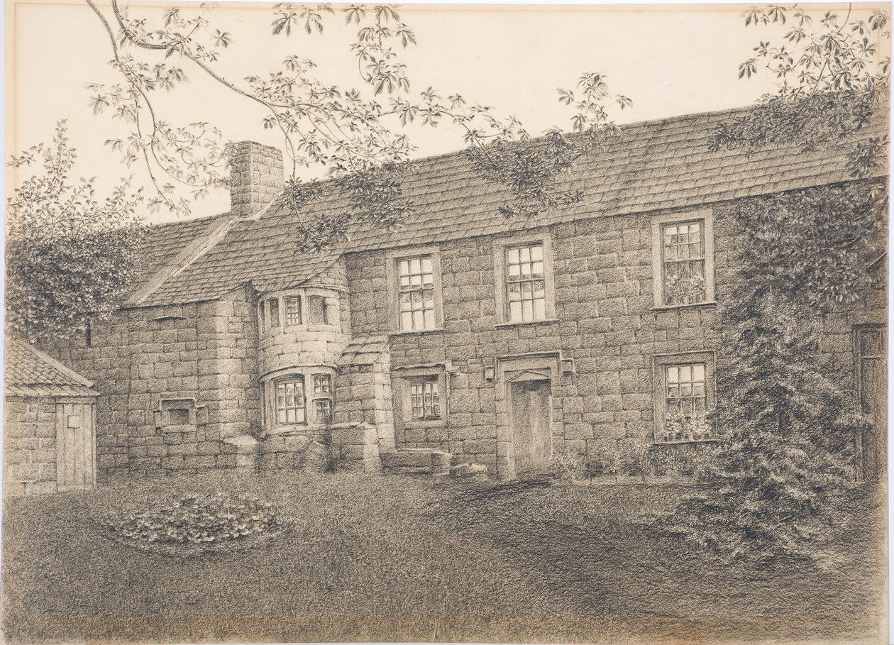 Stary dom w Corby, Northumberland, c.1916 (węgiel na karcie) autorstwa Daniel Oliver