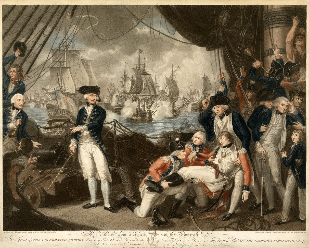 Zwycięstwo Lorda Howe w chwalebnym pierwszym czerwca 1794, wyd. 1795 autorstwa Daniel Orme