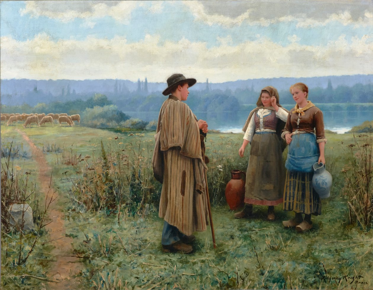 Bezczynna chwila 1890 (olej na płótnie) autorstwa Daniel Ridgway Knight