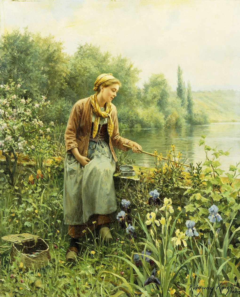 Wędkowanie w Dzień Wiosny, autorstwa Daniel Ridgway Knight