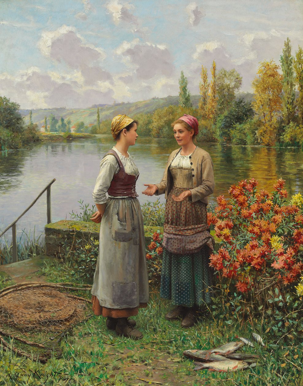 Dwie kobiety w krajobrazie autorstwa Daniel Ridgway Knight