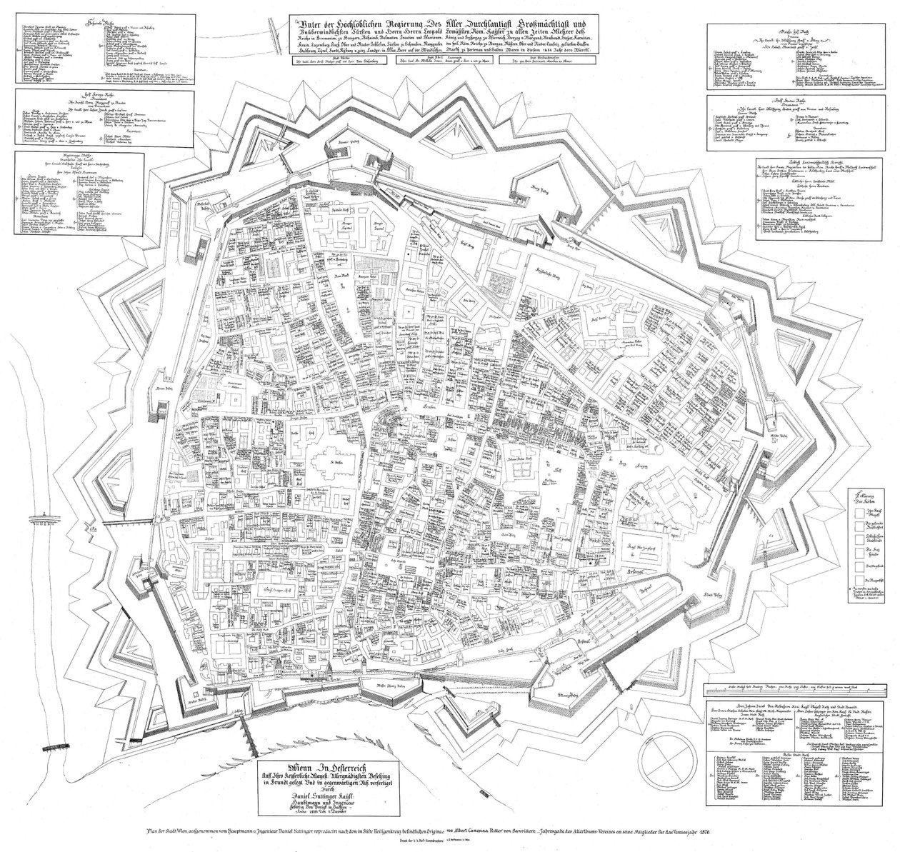Plan miasta Wiednia z 1683 r. w kierunku południowo-zachodnim z dnia 11 grudnia 1684 r. autorstwa Daniel Suttinger