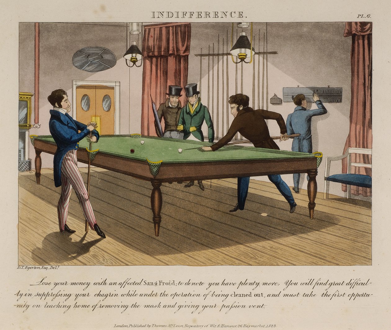 Obojętność, płyta 6 z „The Necessary Qualifications of a Man of Fashion”, wydanej przez Thomasa McLeana w 1823 r. (akwatinta kolorowa) autorstwa Daniel Thomas Egerton