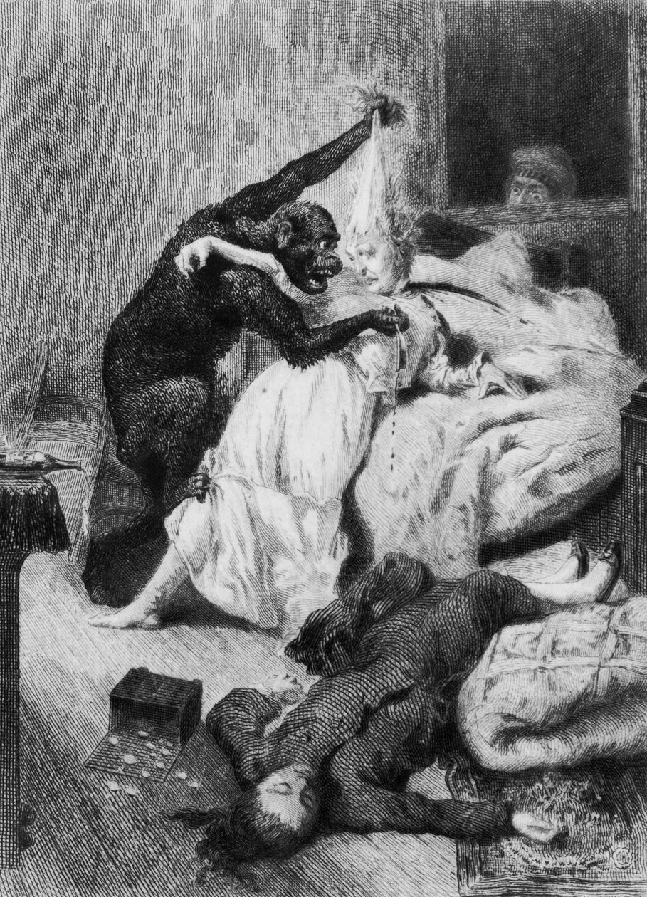 Ilustracja do "Morderstwa przy Rue Morgue" Edgara Allana Poe (1809-49) wygrawerowana przez Eugene