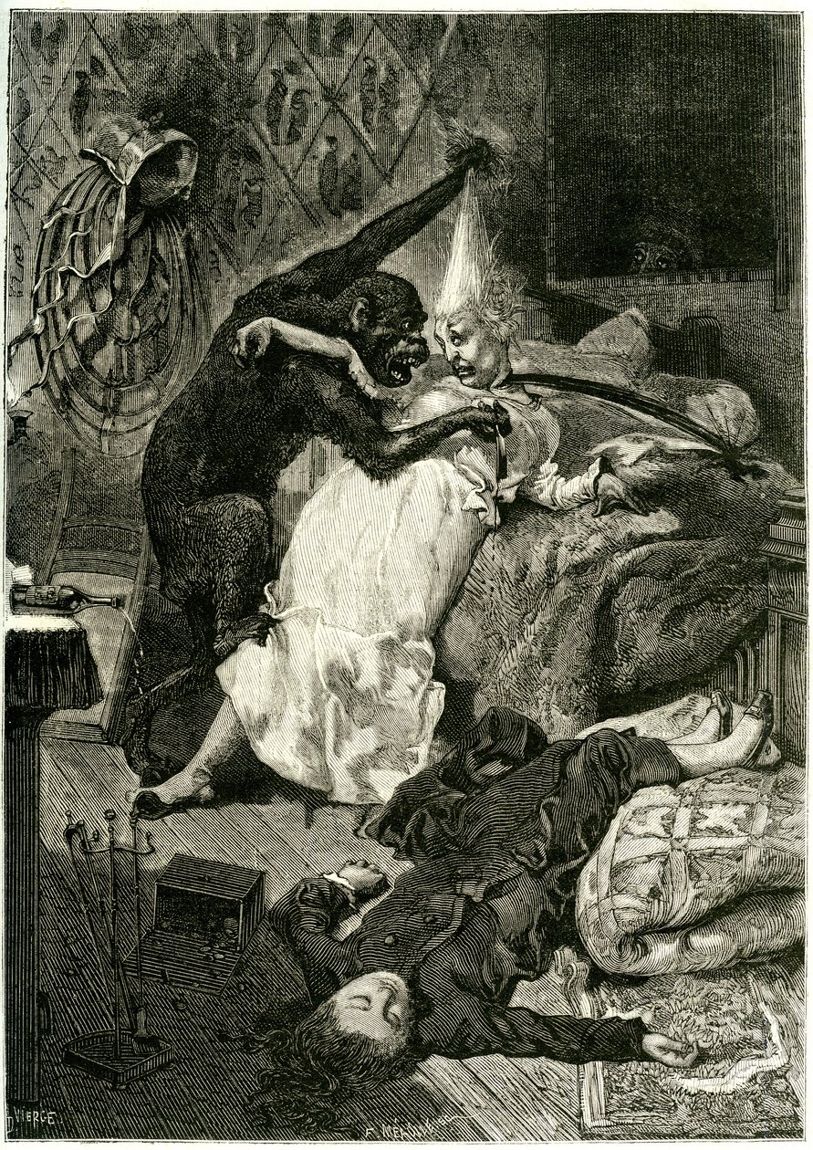 Ilustracja do książki "Morderstwa przy Rue Morgue" autorstwa Edgara Allana Poe autorstwa Daniel Urrabieta (after) Vierge