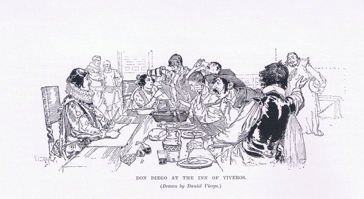 Don Diego w gospodzie Viveros, z The Magazine of Art 1893, Cassell and Company autorstwa Daniel Urrabieta Vierge