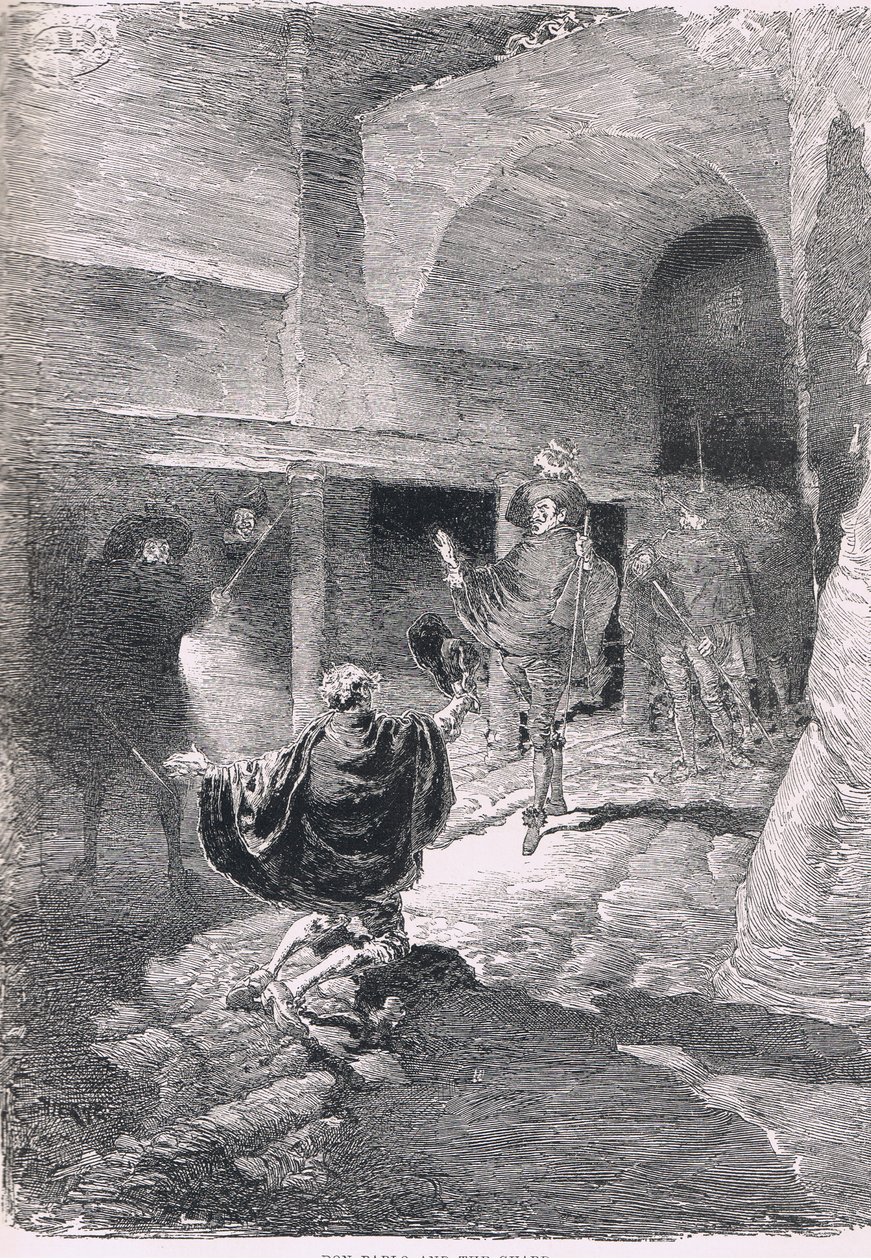 Don Pablo i strażnik, z The Magazine of Art 1893, Cassell and Company autorstwa Daniel Urrabieta Vierge
