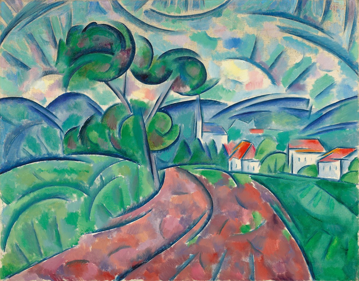 Droga do wsi; Wieś La route au, ok. 1908-1912 autorstwa Daniel Vladimir Baranoff Rossine