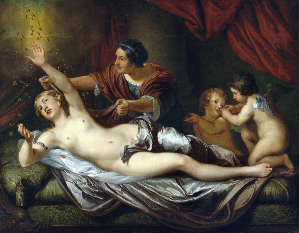 Danae par Mytens (Mijtens), Daniel młodszy (1644-1688). Olej na płótnie, format 143x183,5, II poł. XVII w., Kolekcja prywatna autorstwa Daniel the Younger Mytens or Mijtens