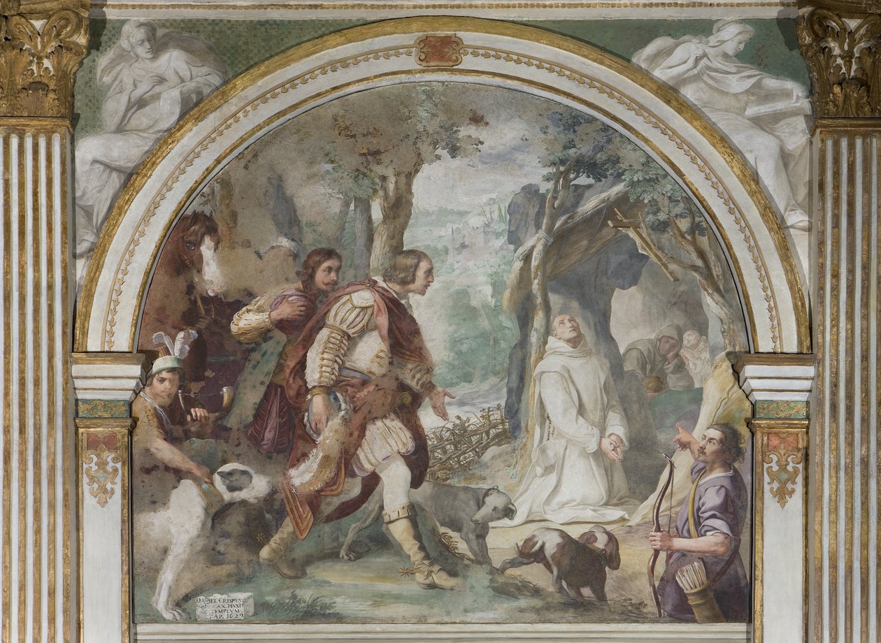 Spotkanie św. Hugo z Rogerem z Kalabrii, 1629 autorstwa Daniele Crespi