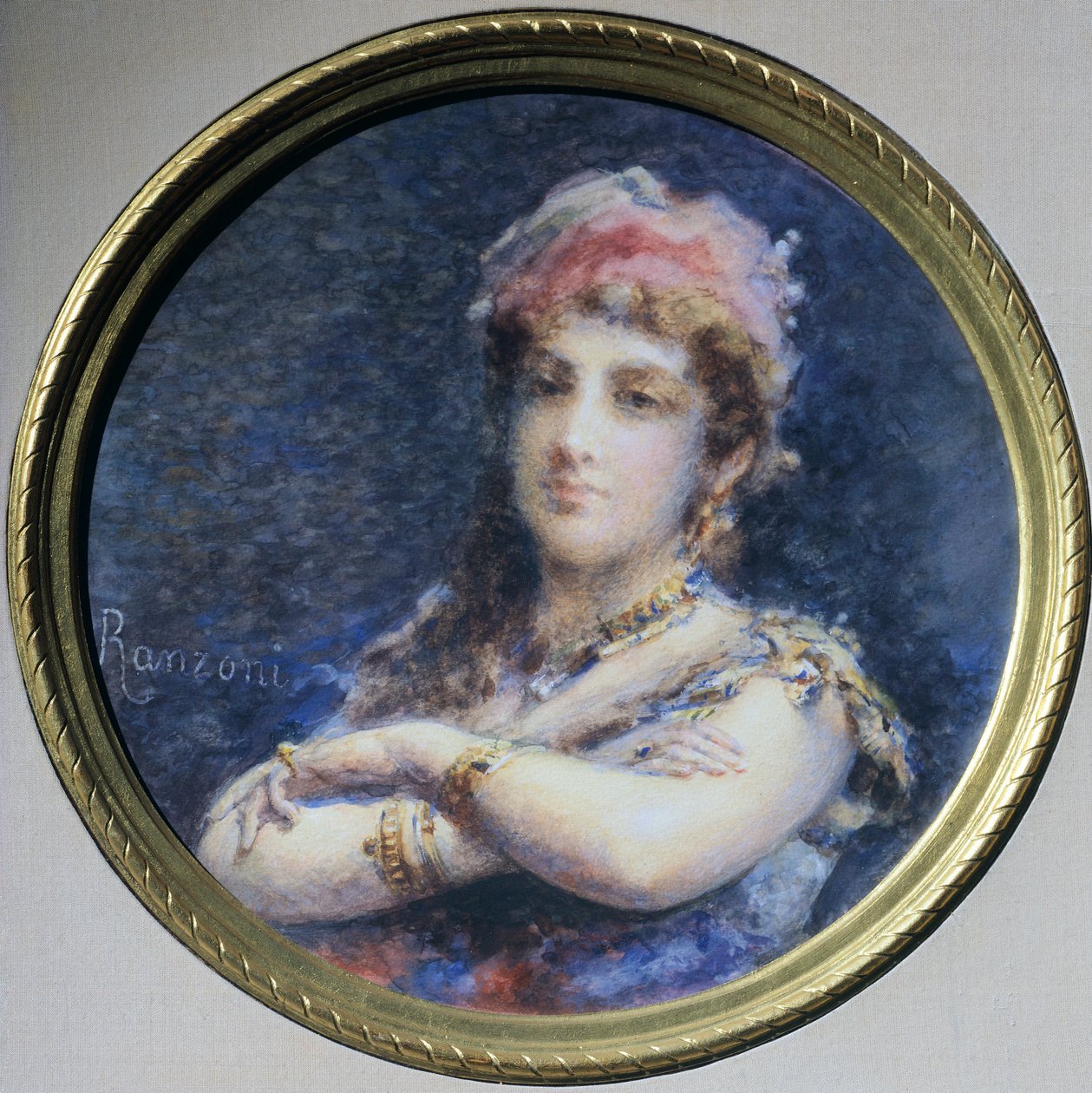 Portret księżniczki Troubetzkoy, autorstwa Daniele Ranzoni (1843-1889), akwarela autorstwa Danielle Ranzoni