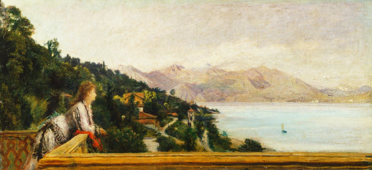 Widok na jezioro Maggiore z willi Ady Troubetzkoy autorstwa Daniele Ranzoni (1843-1889), olej na płótnie, 49x105 cm autorstwa Danielle Ranzoni