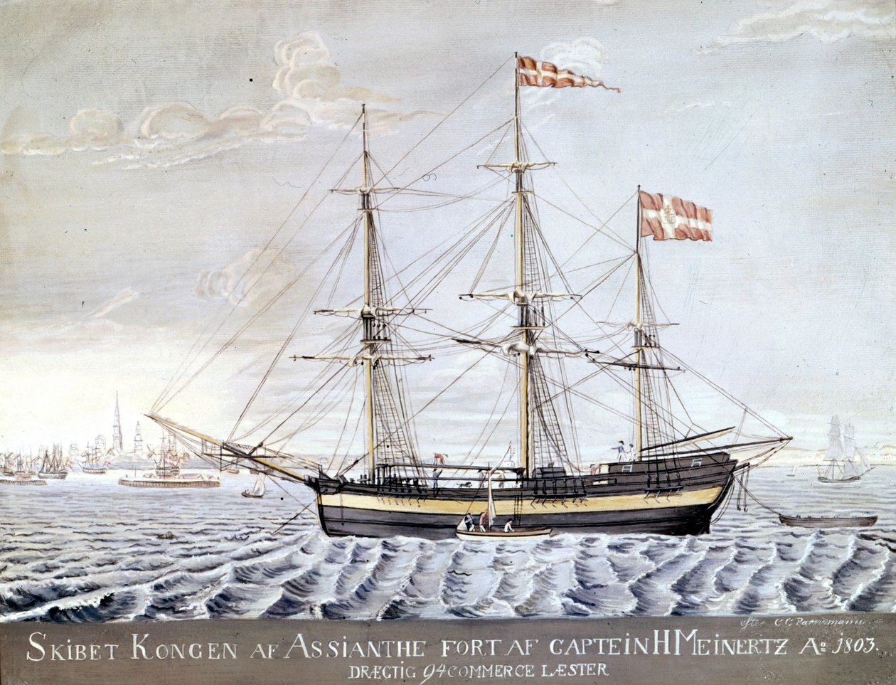 Slership „” Konigin of Asian”” 1803.Muzeum Morskie Elsinore, Dania autorstwa Danish School